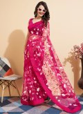 Embroidered Net Pink Classic Designer Saree - 3