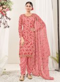 Embroidered Net Pink Patiala Suit - 1