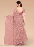 Embroidered Net Pink Trendy Saree - 2