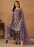 Embroidered Net Purple Salwar Suit - 2