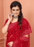 Embroidered Net Red Contemporary Saree - 2