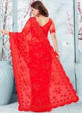 Embroidered Net Red Traditional Saree - 2