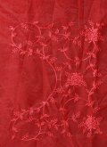 Embroidered Net Red Trendy Saree - 3