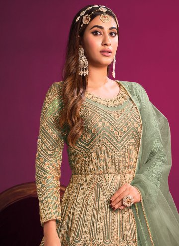 Embroidered Net Sea Green Floor Length Anarkali Salwar Suit