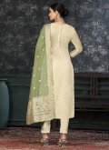 Embroidered Organza Green Salwar Suit - 1