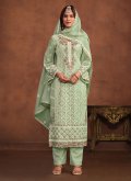 Embroidered Organza Green Salwar Suit - 2