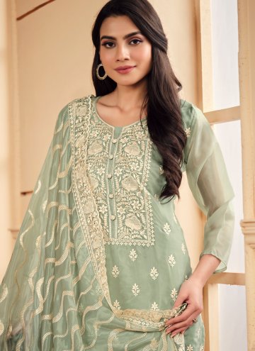 Embroidered Organza Green Trendy Salwar Suit