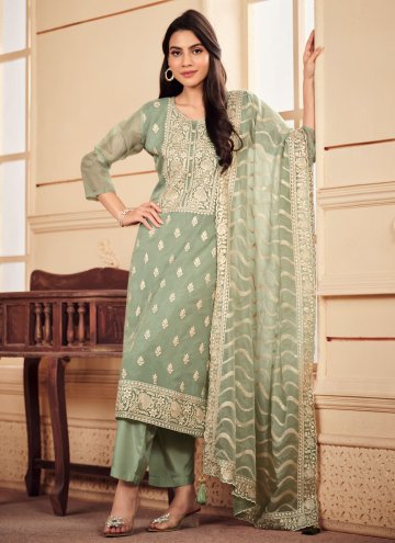 Embroidered Organza Green Trendy Salwar Suit