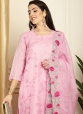 Embroidered Organza Pink Salwar Suit - 1
