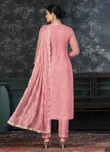 Embroidered Organza Pink Salwar Suit