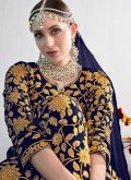 Embroidered Pure Georgette Navy Blue Salwar Suit - 2