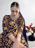 Embroidered Pure Georgette Navy Blue Salwar Suit - 3