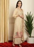 Embroidered Pure Silk Beige Trendy Salwar Suit - 3