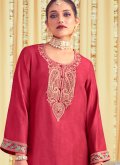 Embroidered Raw Silk Pink Pakistani Suit - 2