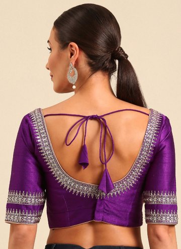 Embroidered Raw Silk Purple