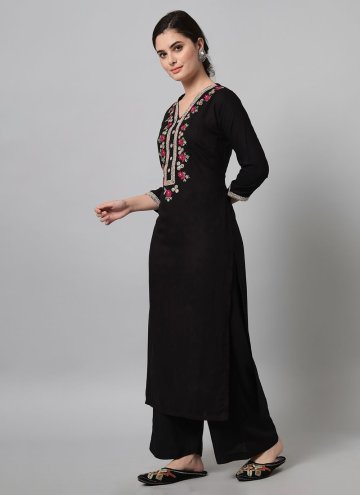 Embroidered Rayon Black Party Wear Kurti