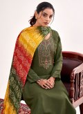 Embroidered Rayon Green Palazzo Suit - 1