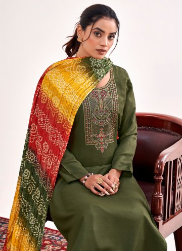 Embroidered Rayon Green Palazzo Suit