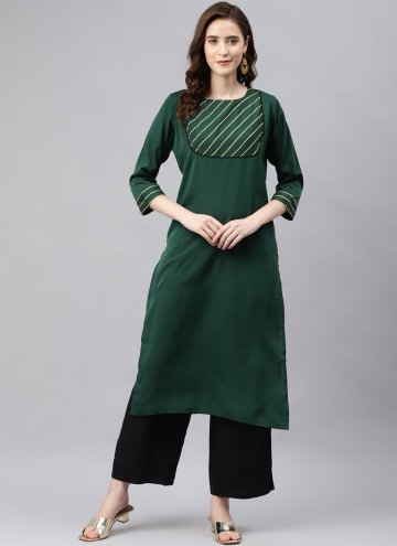 Embroidered Rayon Green Party Wear Kurti