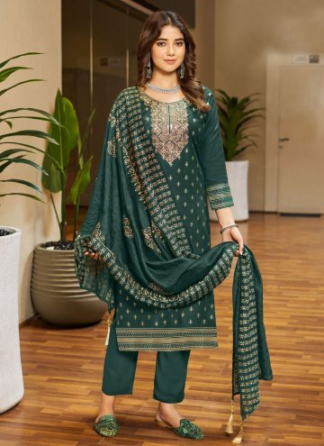 Embroidered Rayon Green Salwar Suit
