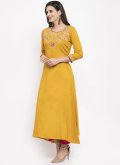 Embroidered Rayon Mustard Salwar Suit - 1
