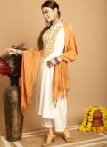 Embroidered Rayon Off White Trendy Salwar Suit - 1