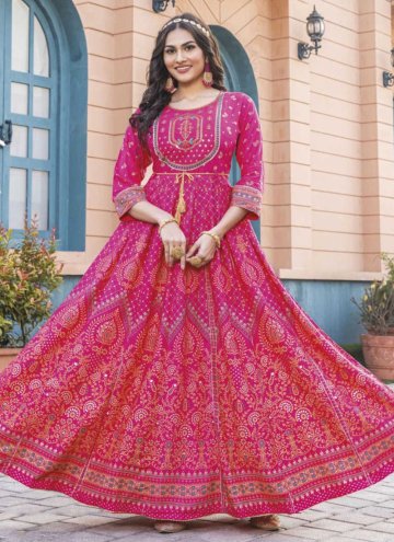 Embroidered Rayon Pink Gown