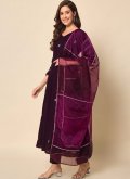 Embroidered Rayon Purple Salwar Suit - 2