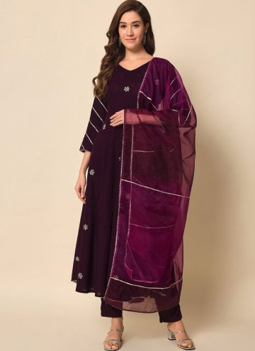Embroidered Rayon Purple Salwar Suit