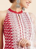 Embroidered Rayon Red Palazzo Suit - 1