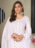 Embroidered Rayon White Pant Style Suit - 1