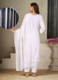 Embroidered Rayon White Pant Style Suit - 2