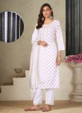 Embroidered Rayon White Pant Style Suit - 3