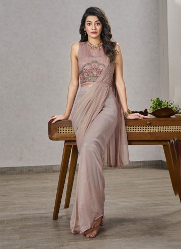 Embroidered Shimmer Georgette Brown Classic Design