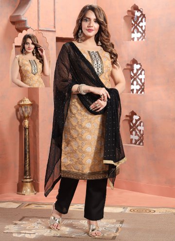 Embroidered Silk Beige Salwar Suit