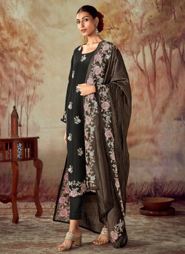 Embroidered Silk Black Salwar Suit