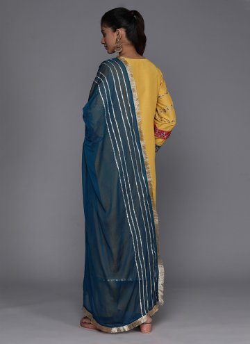 Embroidered Silk Blend Mustard Straight Salwar Suit
