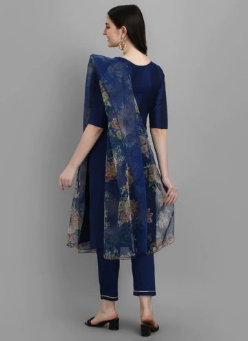 Embroidered Silk Blue Salwar Suit