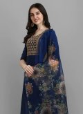 Embroidered Silk Blue Salwar Suit - 3