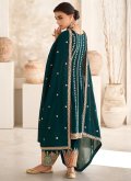 Embroidered Silk Green Salwar Suit - 1