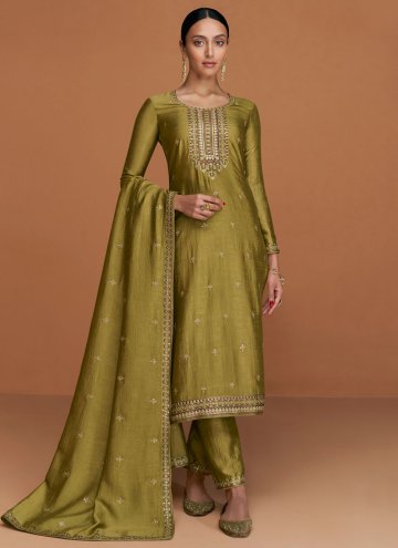 Embroidered Silk Green Trendy Salwar Suit