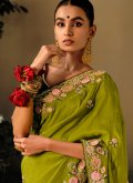 Embroidered Silk Green Trendy Saree - 1