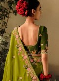 Embroidered Silk Green Trendy Saree - 2