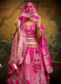 Embroidered Silk Hot Pink A Line Lehenga Choli - 2