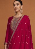 Embroidered Silk Hot Pink Designer Salwar Kameez - 1