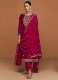 Embroidered Silk Hot Pink Designer Salwar Kameez - 2