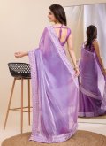 Embroidered Silk Lavender Classic Designer Saree - 2