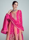 Embroidered Silk Magenta Readymade Anarkali Salwar Suit - 1