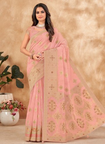 Embroidered Silk Pink Classic Designer Saree