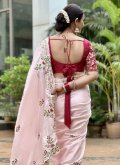 Embroidered Silk Pink Contemporary Saree - 1